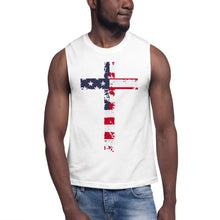 Load image into Gallery viewer, Distressed American Flag Muscle Shirt
