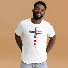 Load image into Gallery viewer, Distressed American Flag Cross T-shirt
